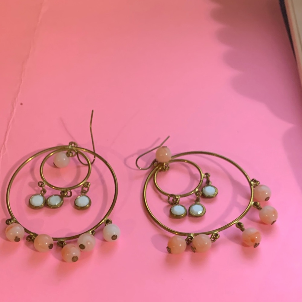 Elegant Gold and Pink Hoop Earrings
